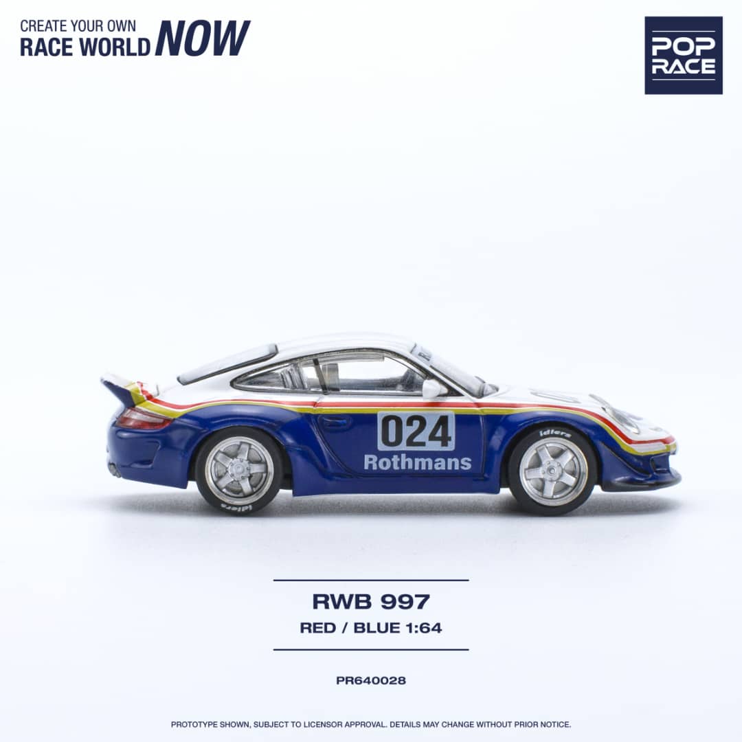 * PRE ORDER * POP RACE 1/64 RWB 997 RED BLUE Rothmans #024 PR640028