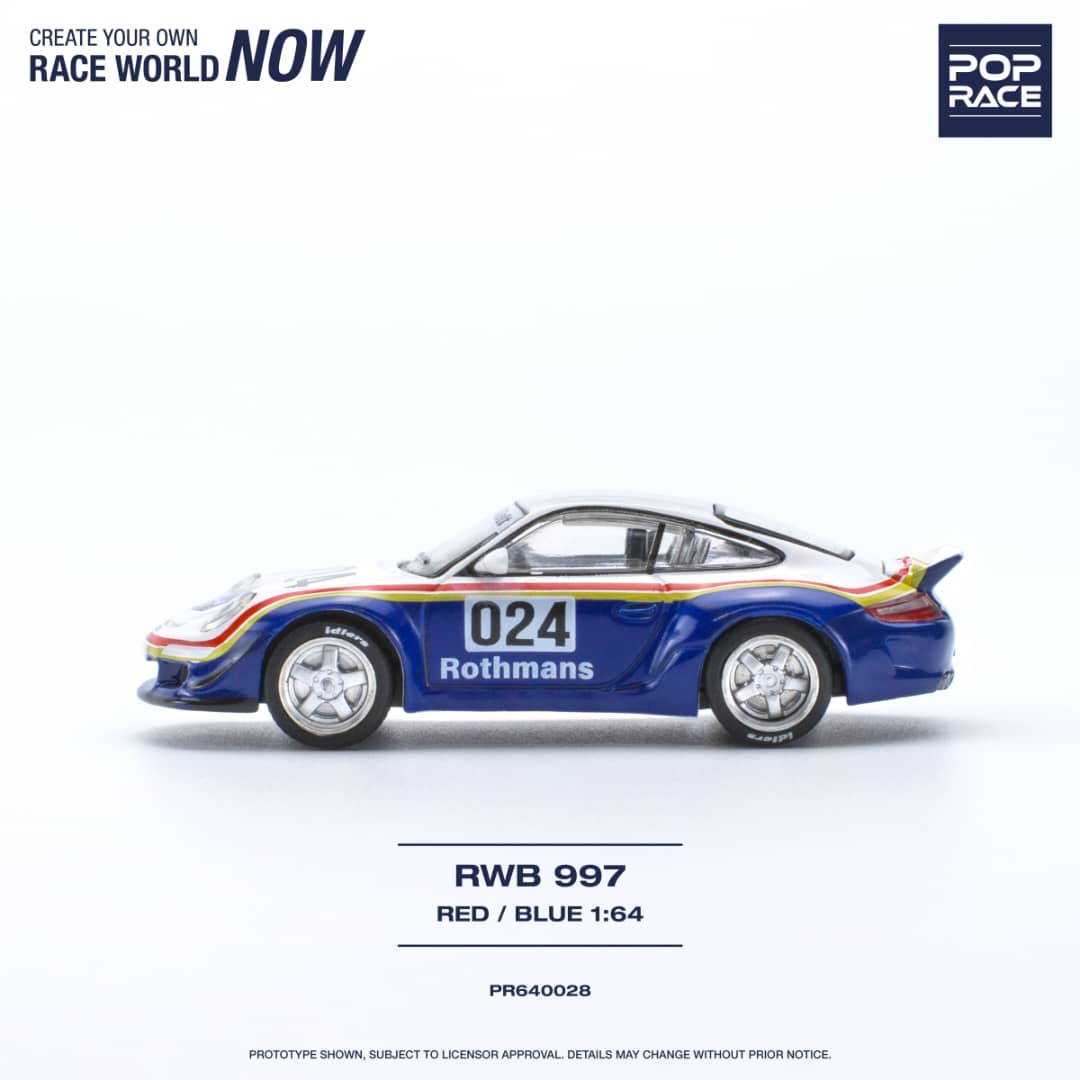 * PRE ORDER * POP RACE 1/64 RWB 997 RED BLUE Rothmans #024 PR640028