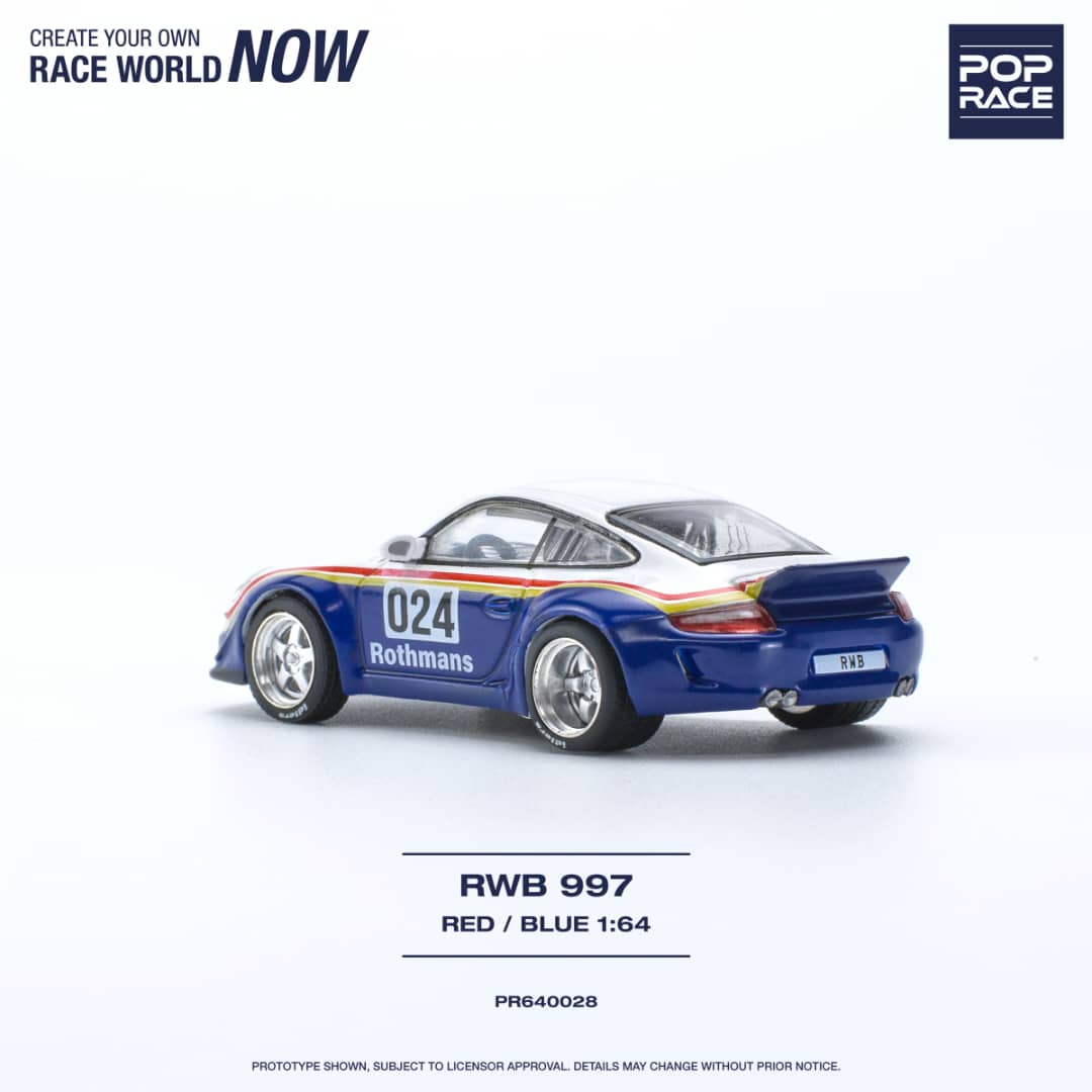 * PRE ORDER * POP RACE 1/64 RWB 997 RED BLUE Rothmans #024 PR640028