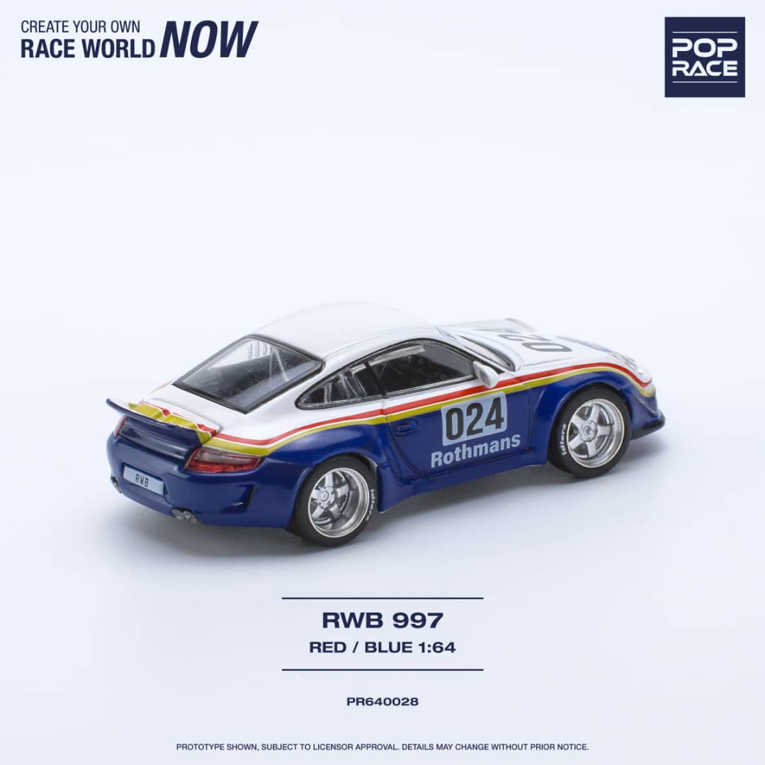 * PRE ORDER * POP RACE 1/64 RWB 997 RED BLUE Rothmans #024 PR640028