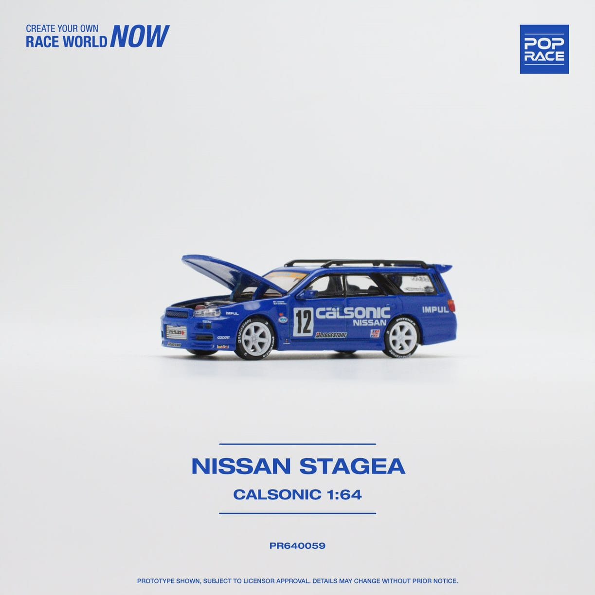 POPRACE 1/64 NISSAN STAGEA CALSONIC LIVERY PR640059