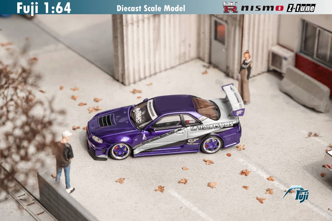 Fuji 1/64 Nissan Skyline GT-R R34 Z-Tune Gifted Purple HighWing
