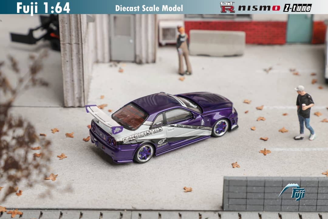 Fuji 1/64 Nissan Skyline GT-R R34 Z-Tune Gifted Purple HighWing