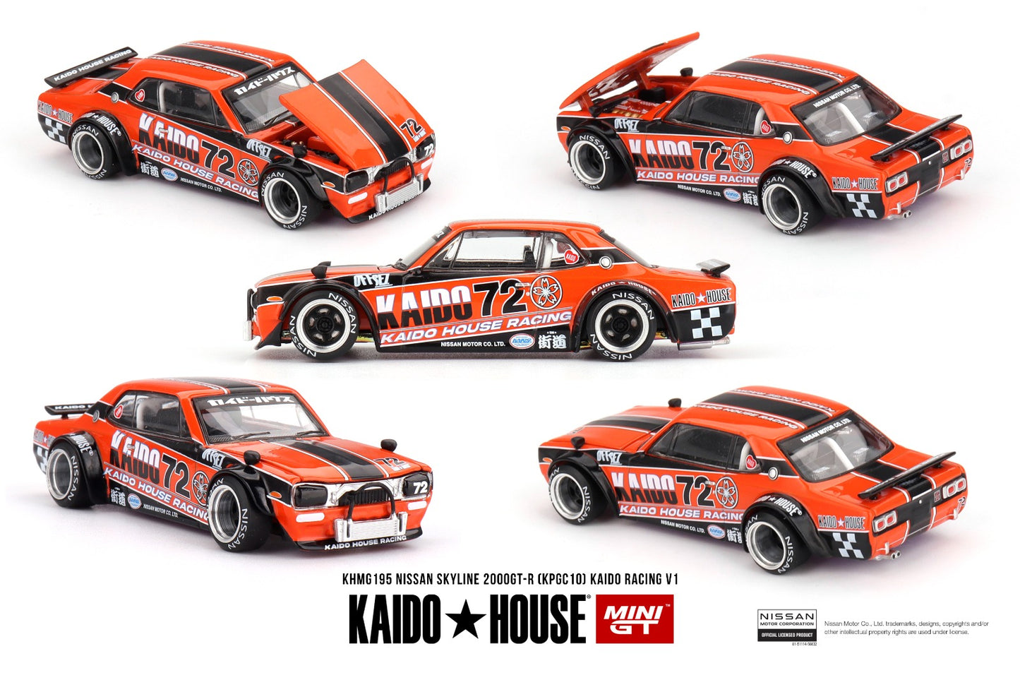 * PRE ORDER * MINI GT X KAIDO HOUSE Nissan Skyline 2000GT-R (KPGC10) Kaido Racing V1 KHMG195