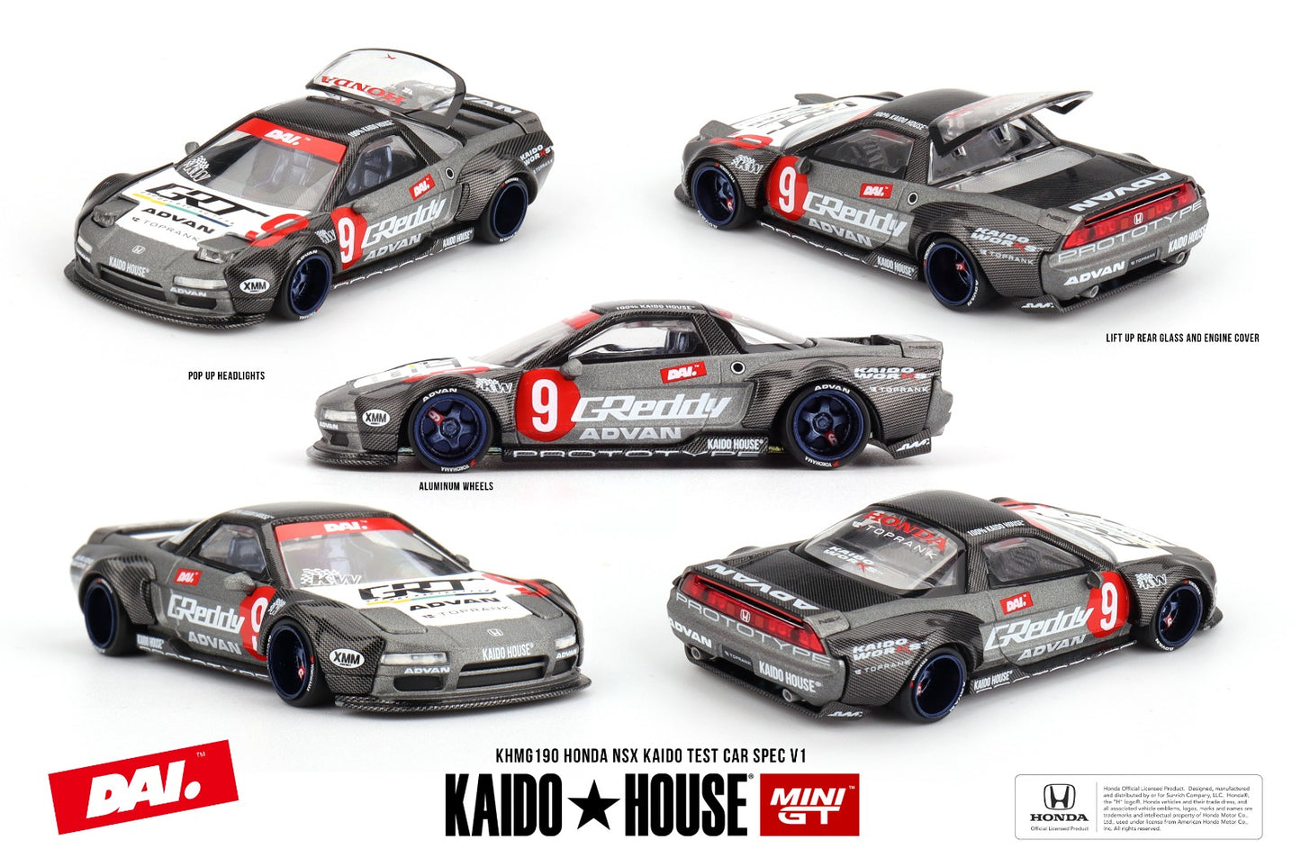 * PRE ORDER * MINI GT X KAIDO HOUSE Honda NSX Kaido Test Car Spec V1 KHMG190