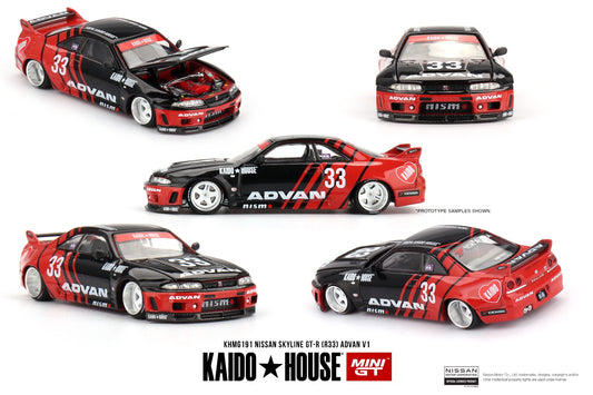 * PRE ORDER * MINI GT X KAIDO HOUSE Nissan Skyline GT-R (R33) Kaido Works ADVAN KHMG191
