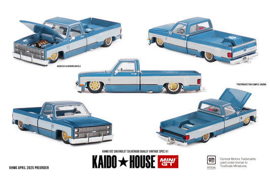 * PRE ORDER * MINI GT X KAIDO HOUSE Chevrolet Silverado Dually Vintage Spec V1 KHMG192