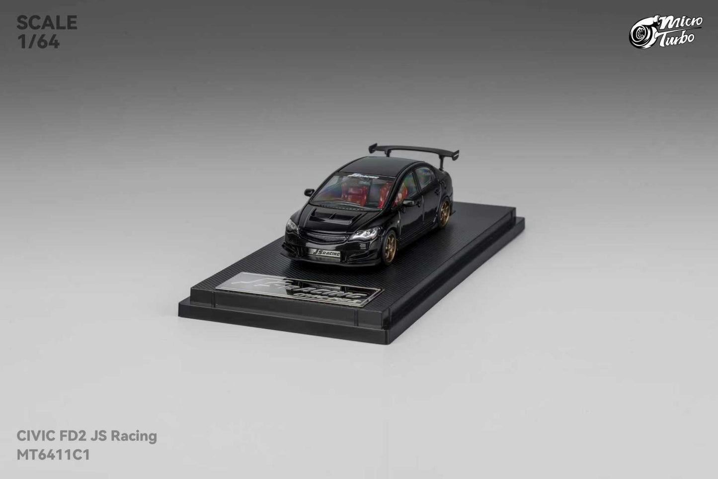* PRE ORDER * MicroTurbo MT 1/64 Honda Civic FD2 TYPE R J's Racing Metallic Black
