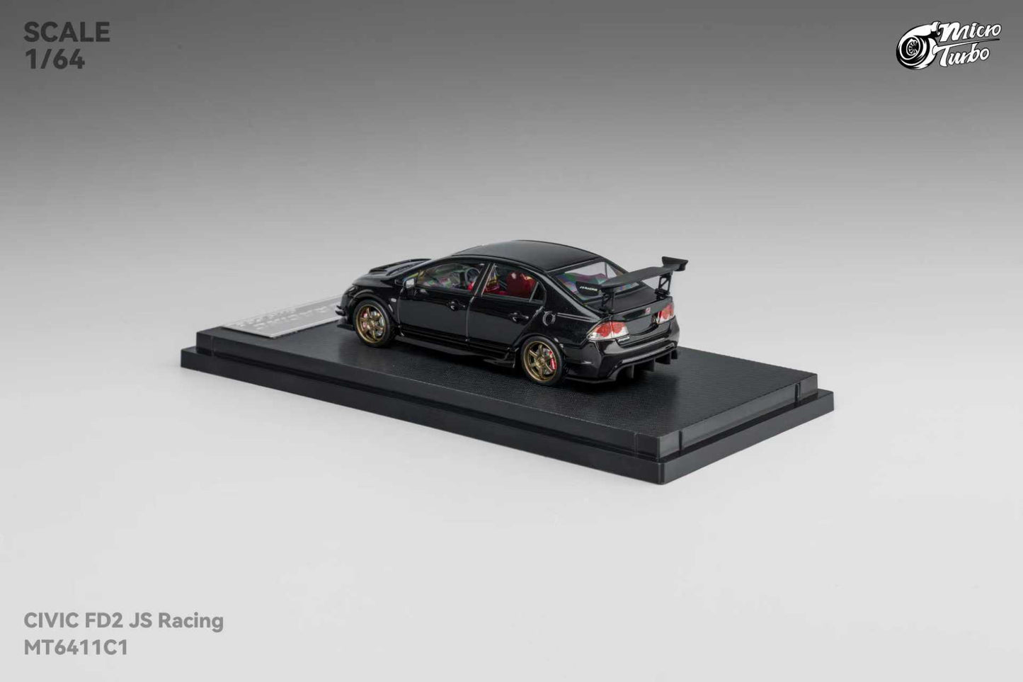 * PRE ORDER * MicroTurbo MT 1/64 Honda Civic FD2 TYPE R J's Racing Metallic Black