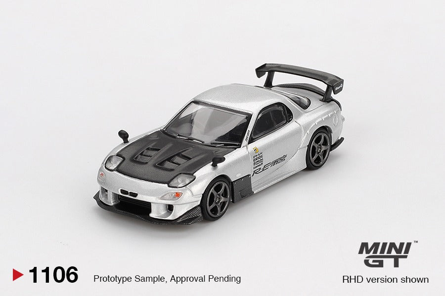 * PRE ORDER * MINI GT #1106 1/64 Mazda RX-7 RE-Amemiya Silver Metallic (RHD)