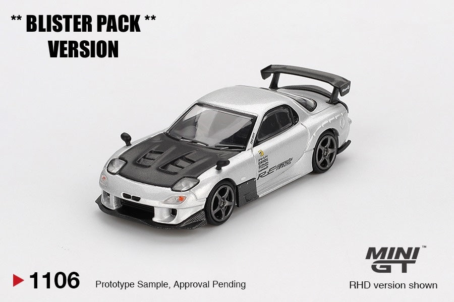 * PRE ORDER * MINI GT #1106 1/64 Mazda RX-7 RE-Amemiya Silver Metallic * BLISTER PACK *