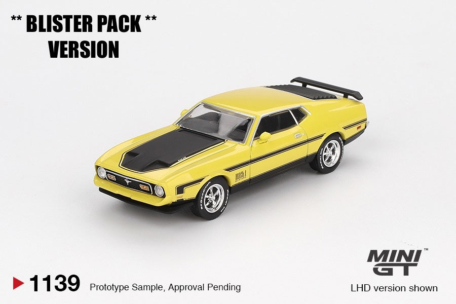 * PRE ORDER * MINI GT #1139 1/64 Ford Mustang Mach1 Grabber Yellow * BLISTER PACK *