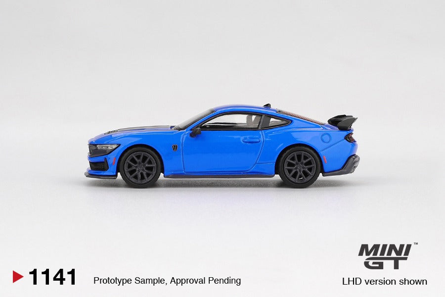 * PRE ORDER * MINI GT #1141 1/64 Ford Mustang Dark Horse 2024 Grabber Blue (RHD)