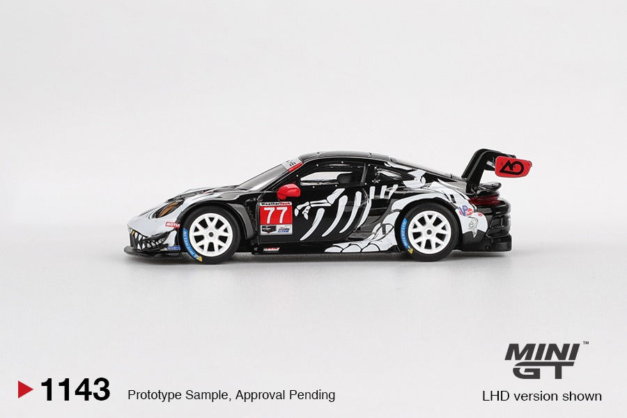 * PRE ORDER * MINI GT #1143 1/64 Porsche 911 GT3 R #77 AO Racing 2025 IMSA Petit Le Mans - BLISTER PACK