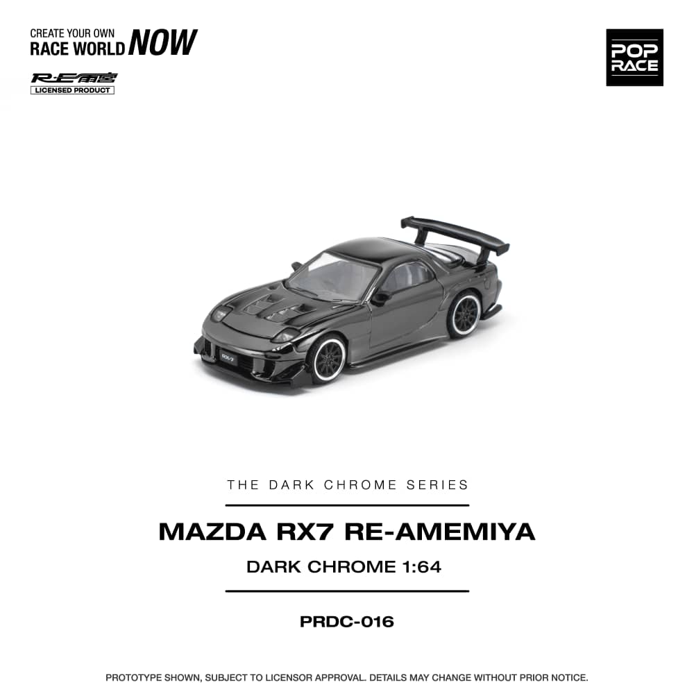 * PRE ORDER * POP RACE 1/64 MAZDA RX-7 RE-AMEMIYA DARK CHROME PRDC016