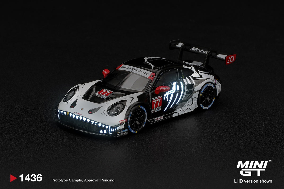 * PRE ORDER * MINI GT #1436 1/64 Porsche 911 GT3 R (992) #77 AO Racing "Skeleton Rexy" 2026 IMSA Petit Le Mans
