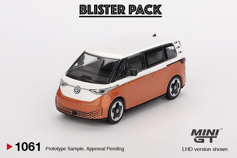 * PRE ORDER * MINI GT #1061 1/64 Volkswagen ID. Buzz Candy White / Energetic Orange (LHD) * BLISTER PACK *
