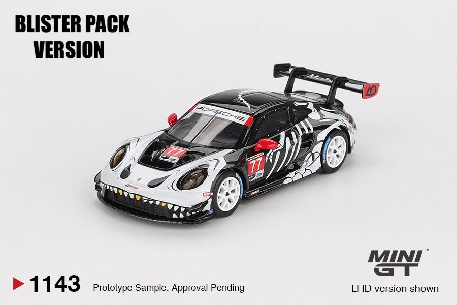 * PRE ORDER * MINI GT #1143 1/64 Porsche 911 GT3 R #77 AO Racing 2025 IMSA Petit Le Mans - BLISTER PACK