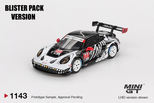 * PRE ORDER * MINI GT #1143 1/64 Porsche 911 GT3 R #77 AO Racing 2025 IMSA  Petit Le Mans - BLISTER PACK