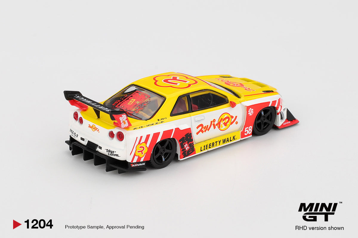 MINI GT #1204 1/64 Nissan LB-ER34 Super Silhouette SKYLINE Suppaiman Okinawa RHD