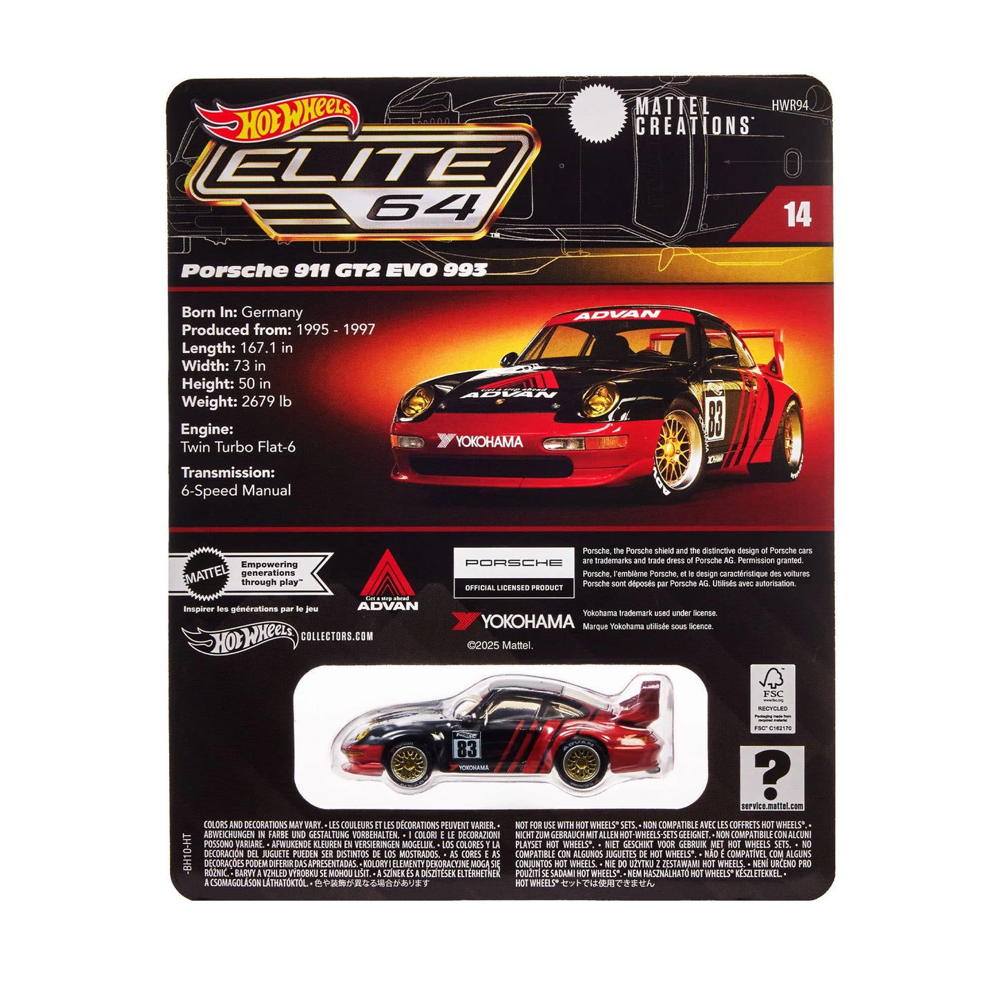 Hot Wheels Collectors Hot Wheels Elite 64 Porsche 911 GT2 EVO 993