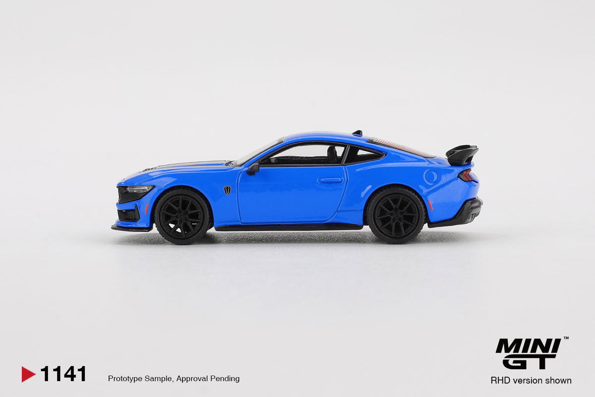 MINI GT #1141 1/64 Ford Mustang Dark Horse 2024 Grabber Blue (RHD)
