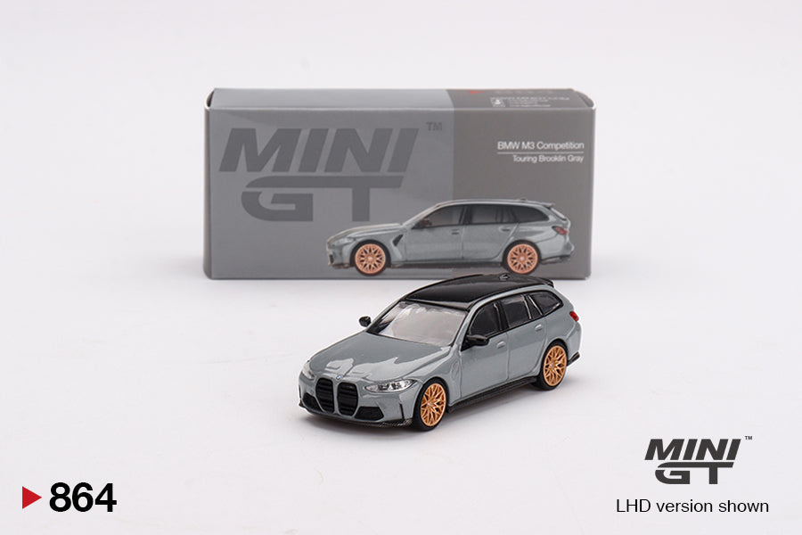 MINI GT #864 1/64 BMW M3 Competition Touring Brooklyn Grey (RHD)