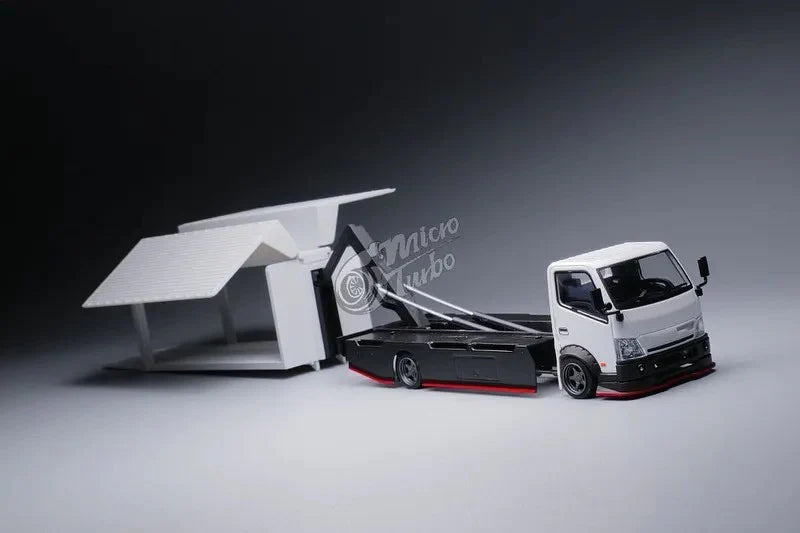 Micro Turbo 1/64 Diecast Model Custom Gull Wing Truck White Color With Extra Decals