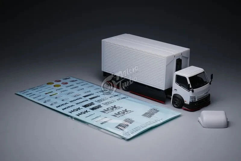 Micro Turbo 1/64 Diecast Model Custom Gull Wing Truck White Color With Extra Decals