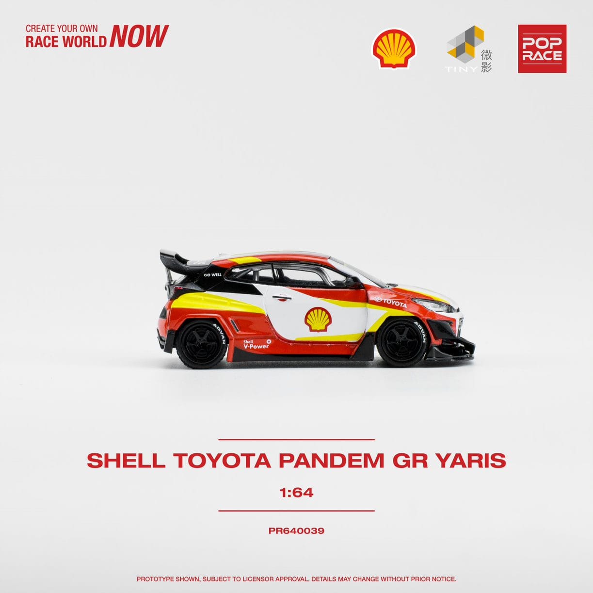 POPRACE 1/64 SHELL TOYOTA PANDEM GR YARIS PR640039