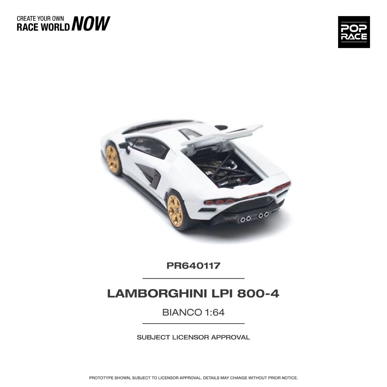 POP RACE 1/64 LAMBORGHINI LPI 800-4 BIANCO PR640117