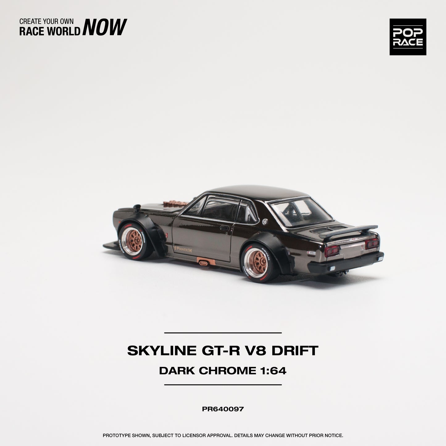 POP RACE 1/64NISSAN SKYLINE GT-R V8 DRIFT (HAKOSUKA) DARK CHROME PR640097