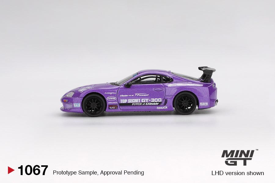 Mini GT #1067 1/64 Toyota Supra (A80) Top Secret GT-300 Top Secret Purple (RHD) - BLISTER PACK