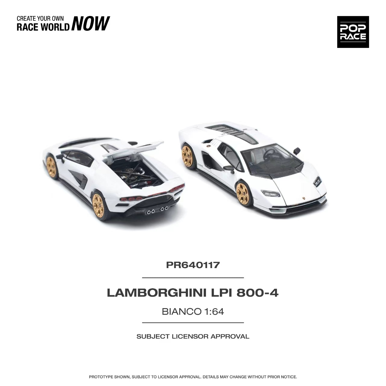 POP RACE 1/64 LAMBORGHINI LPI 800-4 BIANCO PR640117