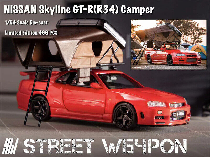 Street Weapon 1/64 Nissan Skyline GT-R R34 Red With Accessories