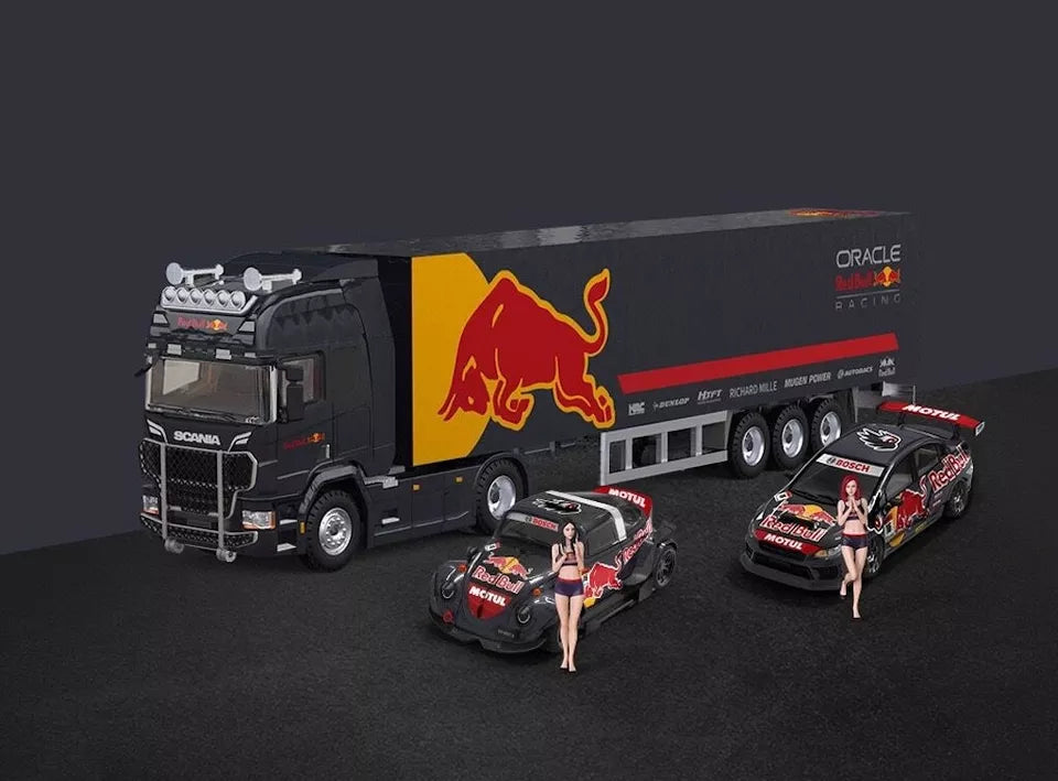 Time Micro 1:64 Red Bull Livery Series FULL SET ( SCANIA , SUBARU , VW AND FIGURINE )
