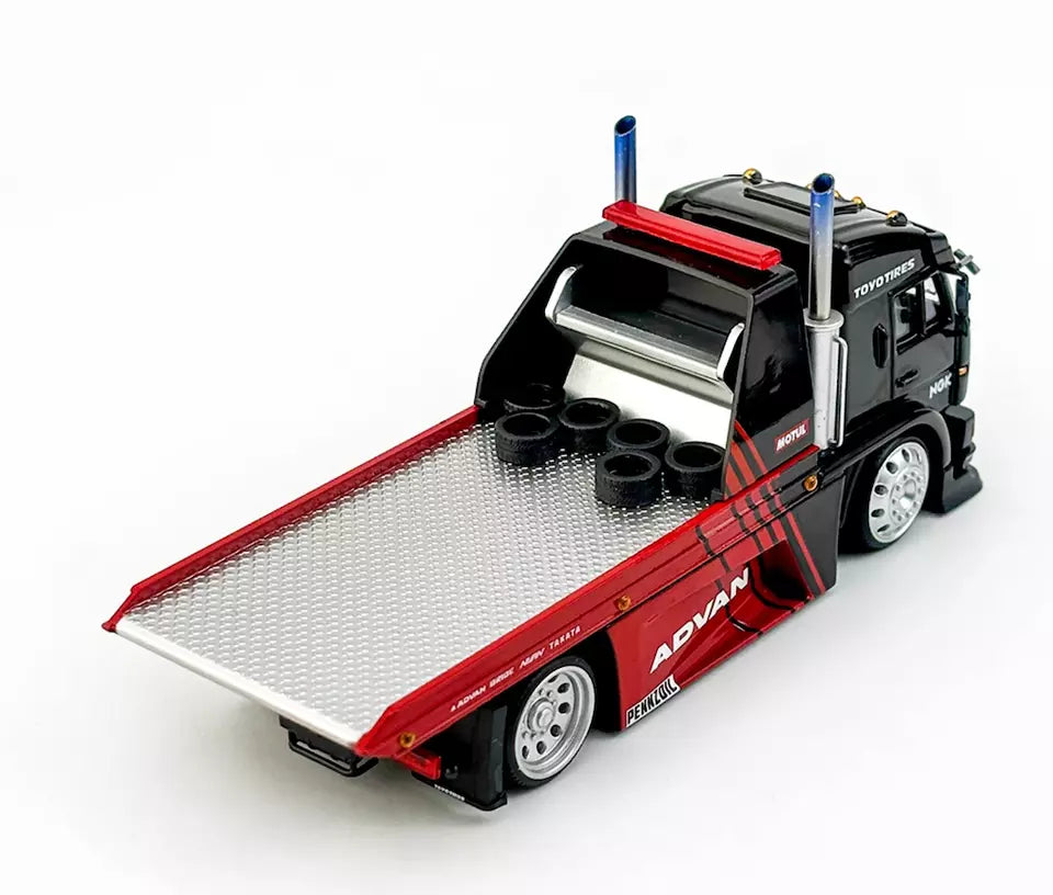 Street Weapon 1/64 KamaZ Advan Sports Flatbed Tow Truck Model