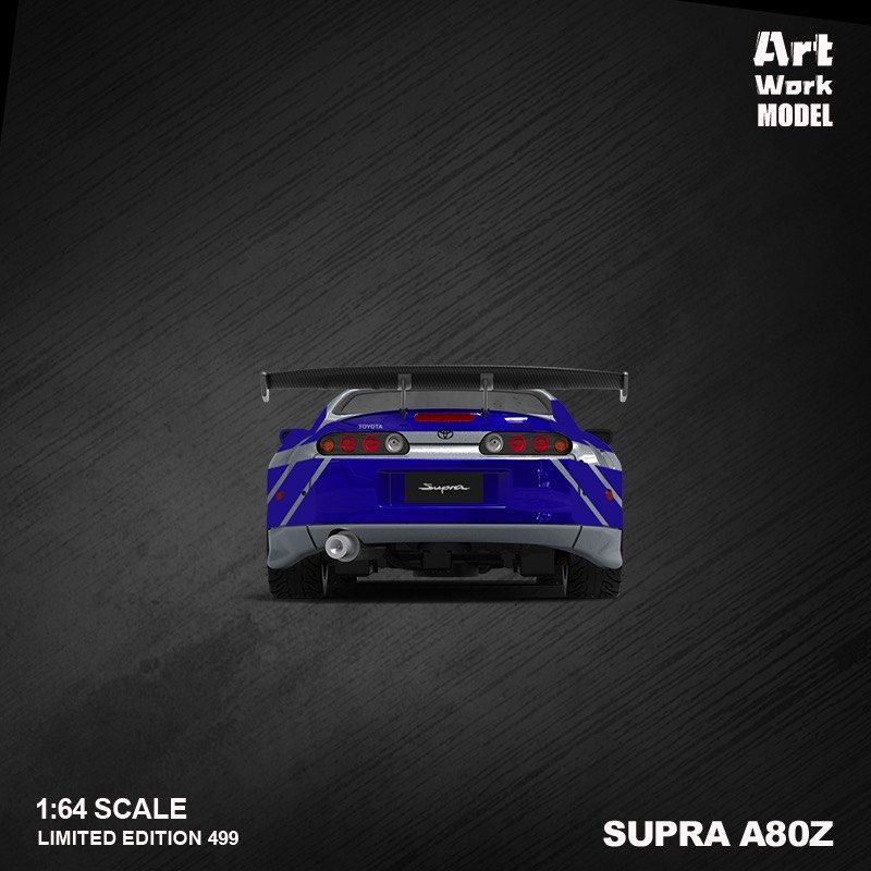 ARTWORK 1/64 TOYOTA SUPRA JZA80 SILVER/BLUE WITH FIGURINE