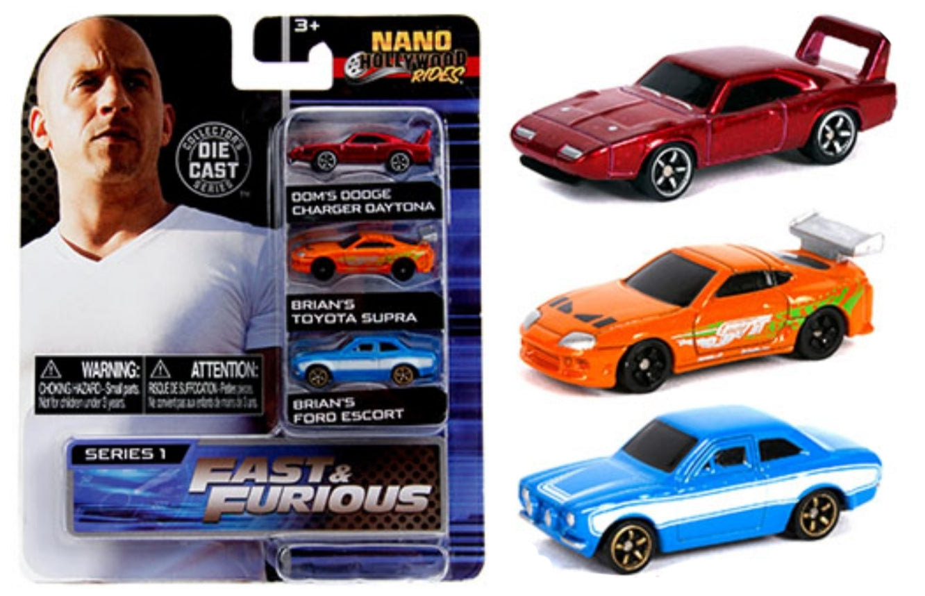 Jada Metals Nano Hollywood Rides - Fast & Furious 2019 Series 1 - (3-Pack) (~1.65")