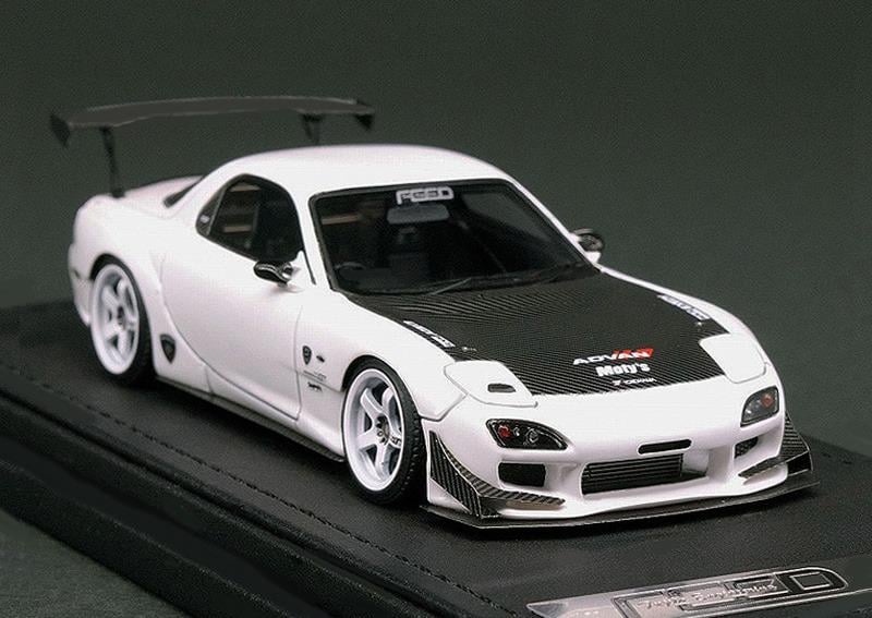 IGNITION MODEL IG2187 1/43 FEED RX-7 (FD3S) White with carbon bonnet