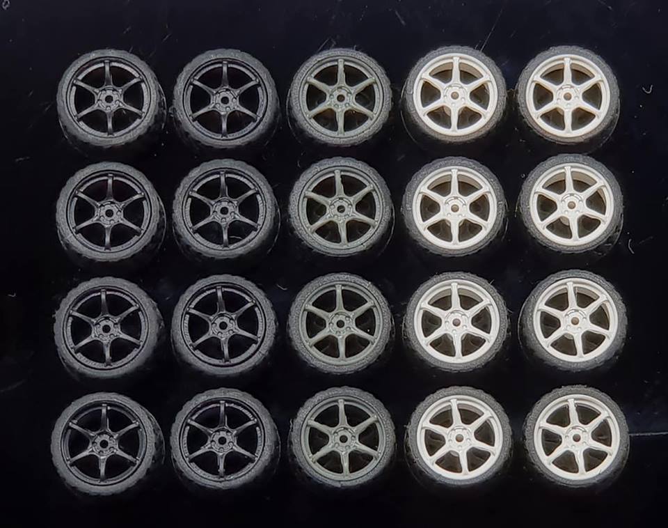 GARAGE 64 RUBBER WHEELS ** 6 Spoke ** 1:64 SCALE