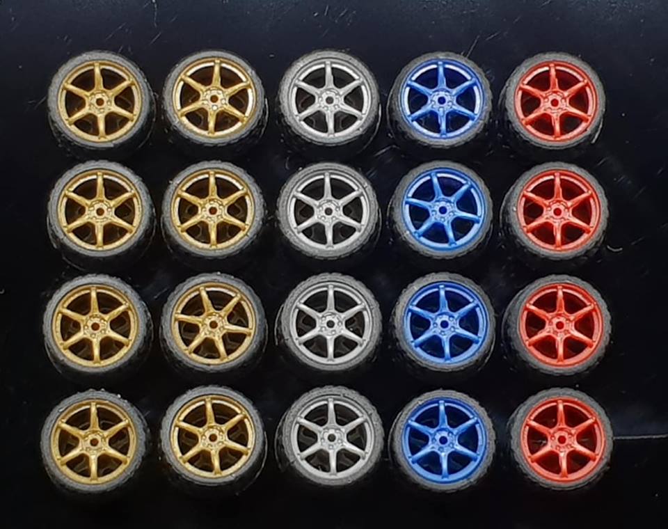 GARAGE 64 RUBBER WHEELS ** 6 Spoke ** 1:64 SCALE