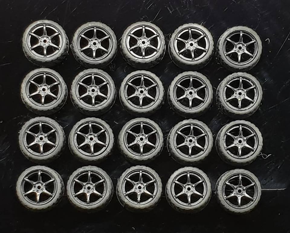 GARAGE 64 RUBBER WHEELS ** 6 Spoke ** 1:64 SCALE