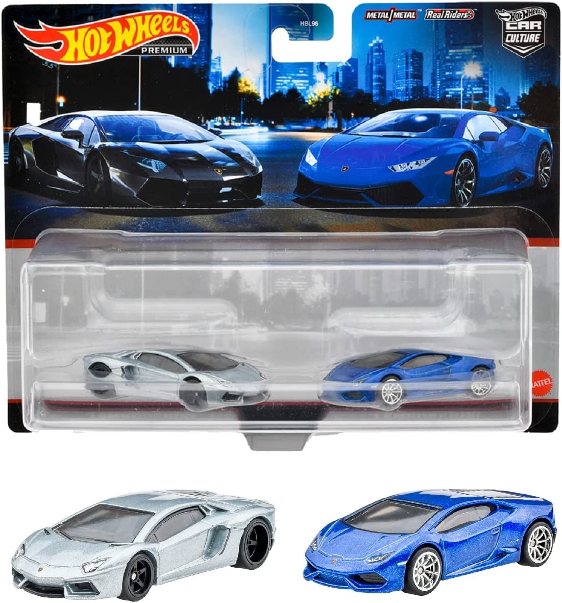 Hot Wheels HFF32 Premium 2 Pack, Lamborghini Aventador Coupe / Lamborghini Uracan LP 610-4