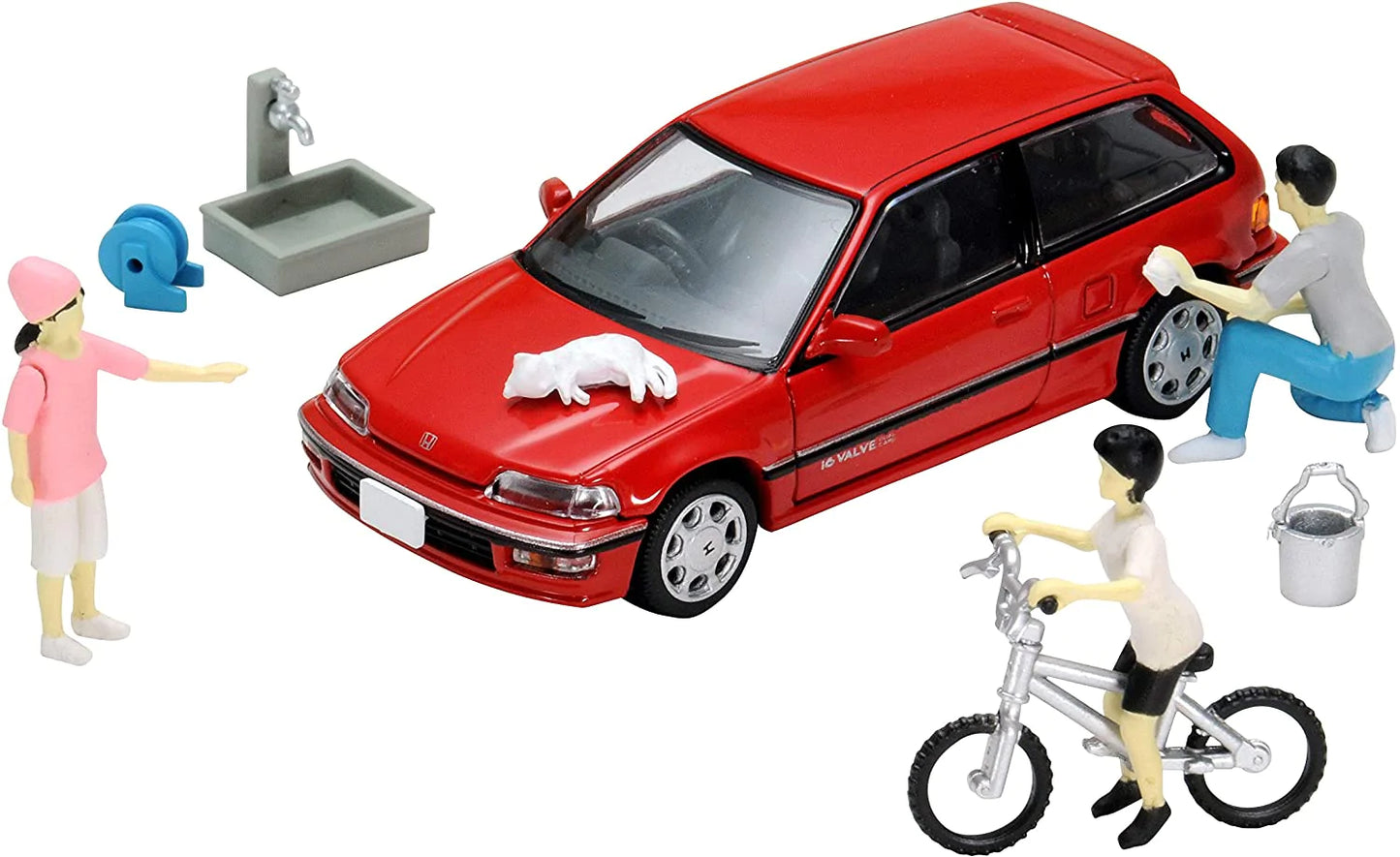 DioColle 64 1/64#Car Snap 02a Car Wash (TLV-NEO Honda Civic 25XT Exclusive Color Included) Accessory & Complete Mini Car Set