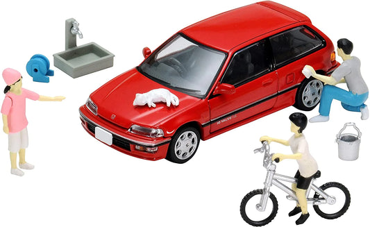 DioColle 64 1/64#Car Snap 02a Car Wash (TLV-NEO Honda Civic 25XT Exclusive Color Included) Accessory & Complete Mini Car Set