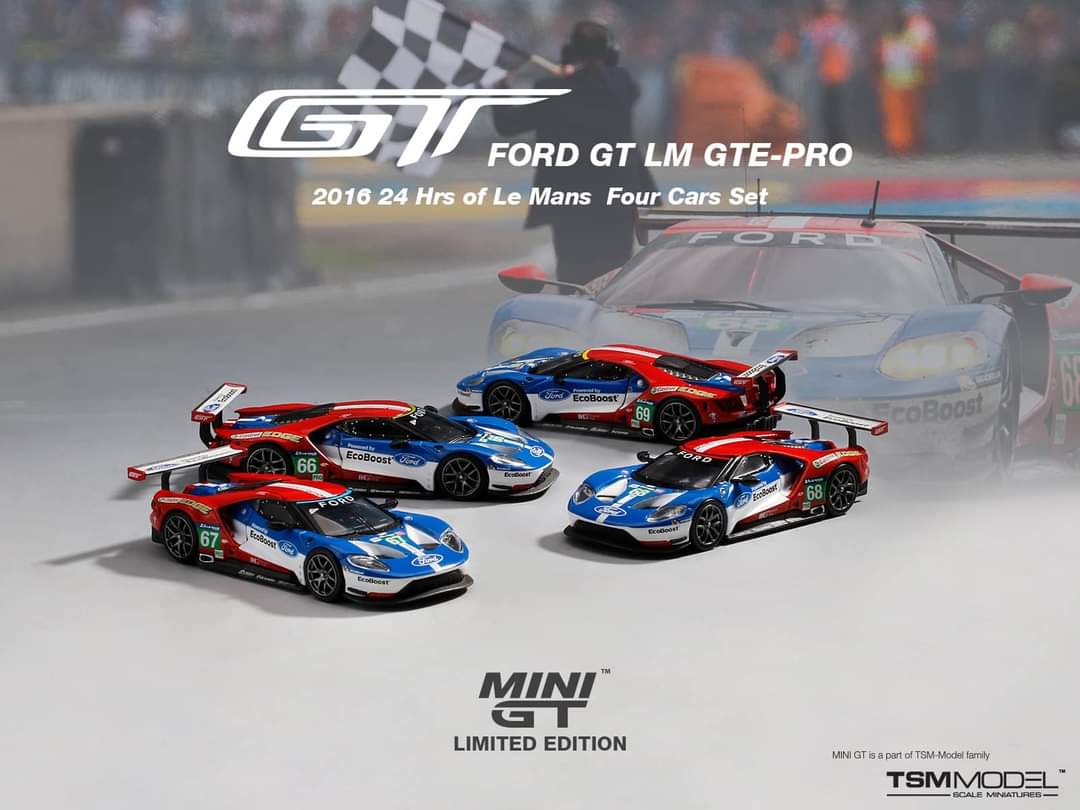 Ford GT LMGTE PRO2016 24 Hrs of Le Mans Ford Chip Ganassi Team 4 Cars Diecast Toyz SG