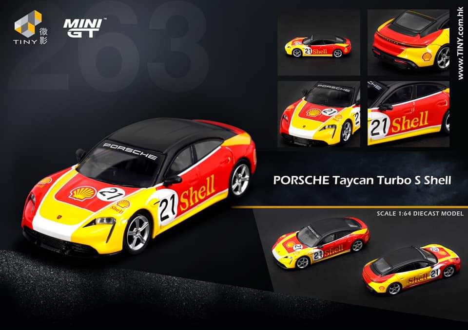 Mini GT #263 X SHELL PORSCHE TAYCAN TURBO S - HONG KONG SHELL EXCLUSIVE