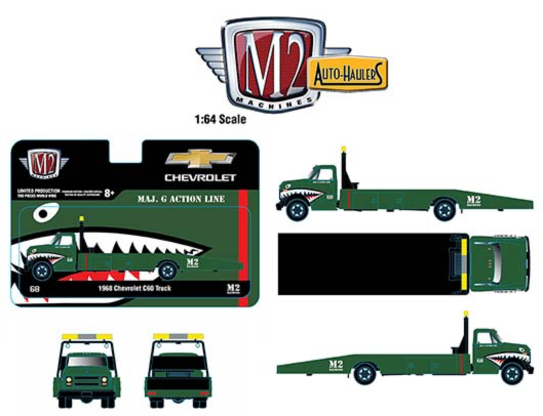 * PRE ORDER * M2 Machines 1:64 Auto Hauler Hobby Exclusive 1968 Chevrolet C60 Flatbed Truck MAJ.G Action Line