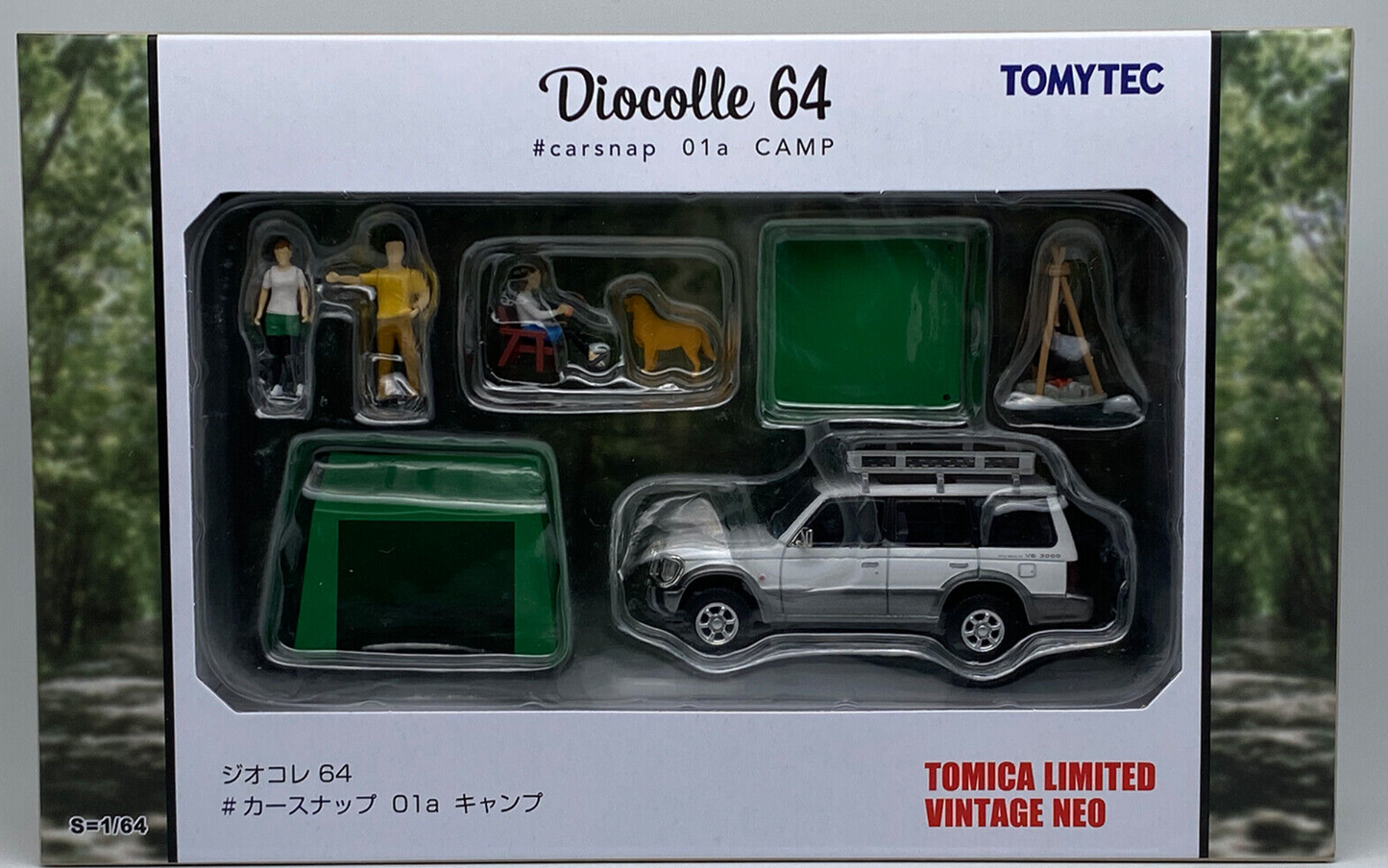 Diocolle 64 Carsnap 01a Camp TLV-NEO MITSUBISHI Pajero Mini Car & Accessory Set